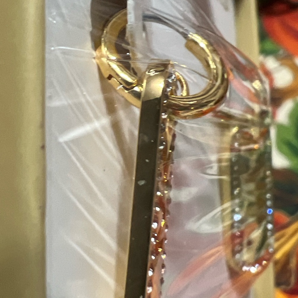 Michael Kors Huggie Hoop logo bar charm and crystal accents - Picture 6 of 12